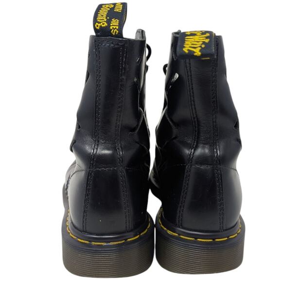 Dr. Martens Aston Black Laser Cut Leather Limited Edition Combat Boots 7 - Picture 6 of 8